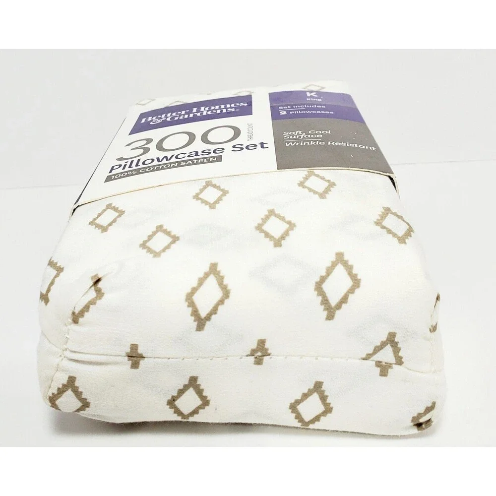 Better Homes & Gardens King Pillowcase Set 100% Cotton 300 Thread Count New